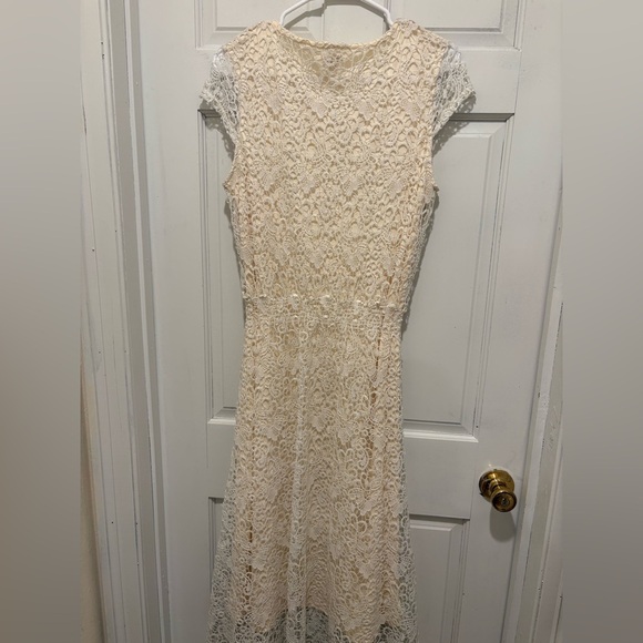 Reba Cream Lace Dress with Brown Detailing - Picture 4 of 5